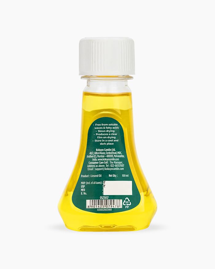 Image of Camel Purified Linseed Oil 100 ml | Painting Medium for Oil Colours | Improves Flow, Gloss & Drying Properties | Ideal for Artists & Oil Painting