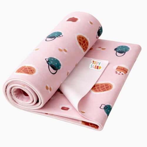 Image of Tidy Sleep Printed Baby Dry Sheet Waterproof Mattress Protector for Newborns | Soft Quick-Dry Bed Protector Mat | Reusable Leakproof Pee Pad for Bed, Crib & Travel Dry Sheet | Sweet Treat (Medium)