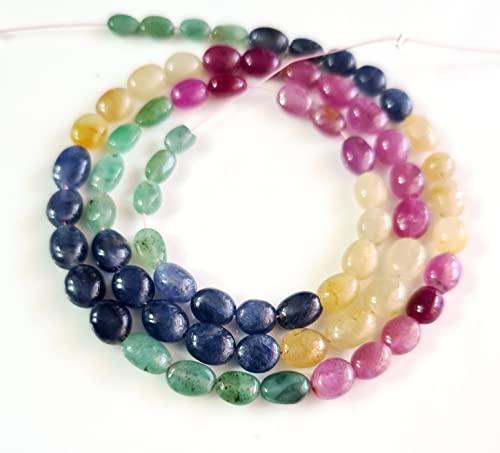 Natural Multi Sapphire Gemstone Smooth Beads | Sapphire Nuggets Briolette | Precious Gemstone | Size 4X5-5X7 Mm 16.5" Inch [Msku 43] #TOP1