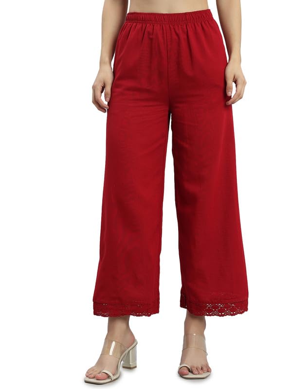 Image of GO COLORS Soft Linen Wide Pant Full Length for Women| Breathable, Mid Rise