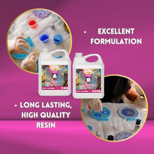 Image of Oytra Resin Art Liquid Hardener 2 1 Ratio for Craft High Gloss Transparent Crystal Clear for Jewellery Casting Tabletop DIY Beginners Materials Kit Beginners Artists (15 Kg)