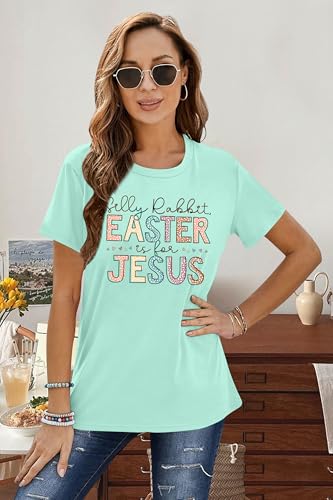 Image of LAZYCHILD Women Easter Teacher Shirts: Funny Treat All with Kindness T-Shirt Bunny Rabbit Tee Tops