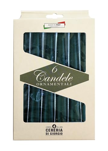 6 Candele Coniche Laccate - Verde Scuro - Cereria Di Giorgio