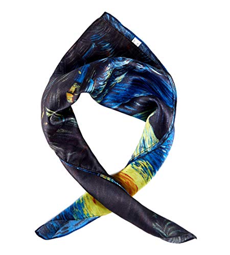 JWSilk Women's Silk Neckerchief Small Square Silk Scarf Classic Art Print3
