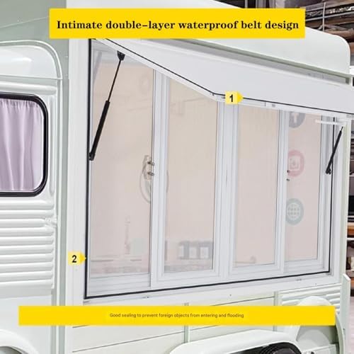 Aluminum Alloy Food Truck Concession Window 53x33in with Awning & Sliding Door, Perfect for Food Trolley Serving, Enhance Outdoor Dining Experience,with 4 Screens,53x33in