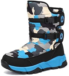 Mishansha Stivali Neve Bambini Stivaletti Ragazze Doposci Scarponcini Imbottiti di Pelo Scarpe Invernali Ragazzi - Comodi Caldi e Antiscivolo, Nero Blu, 30 EU