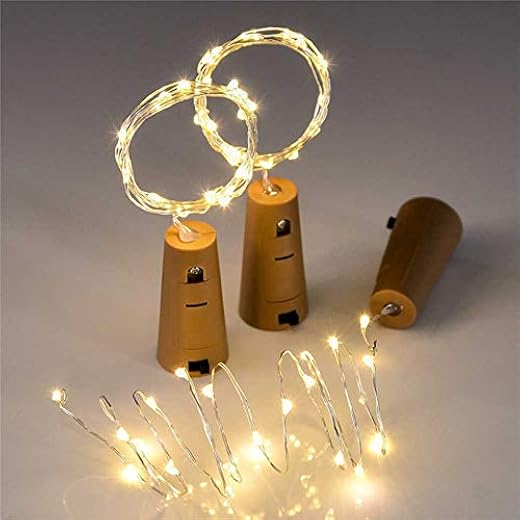 Urvi Creations 1 Pcs of 20 LED Wine Bottle Cork Lights Copper Wire String Lights, 2M Battery Operated Wine Bottle Fairy Li...