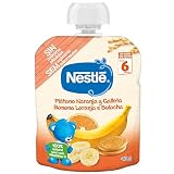 Comida para bebés Nestlé Bolsita Puré Plátano Naranja Galleta, 6 Meses +, 90g