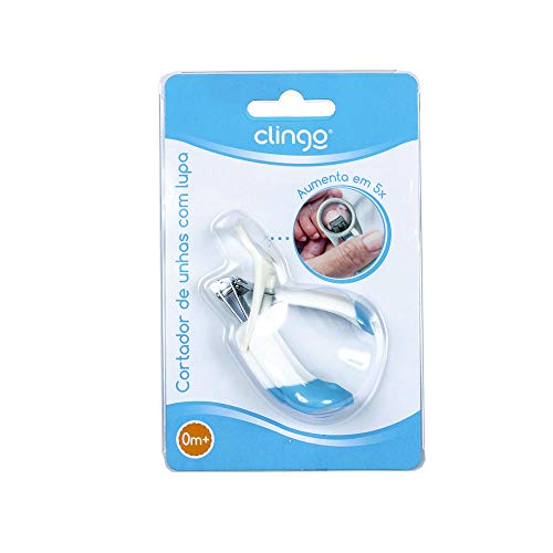 Cortador de Unhas com Lupa Azul, Clingo, Azul