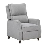 Gray Fabric Upholstered Push Back Reclining Chair Comfort Solid Wood Transitional Style Furniture 1Pc Solid Wood Gray Transitional Style Home Cozy