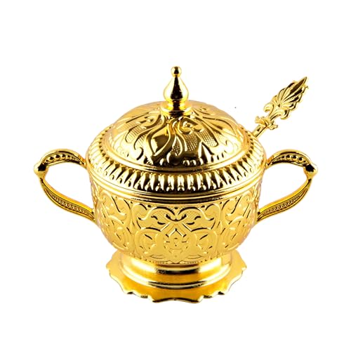 Alisveristime Handled Zamac Sugar Bowl with Spoon (Gold)