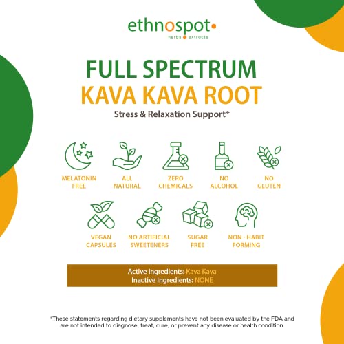 Full Spectrum Kava Kava Root Capsules - Promotes Relaxation & Improved Mood - Calms The Mind & Body - All Natural Kava Kava Extract Blend - Enhanced Alkaloid Profile - All Natural - 125 Vegan Capsules #TOP5