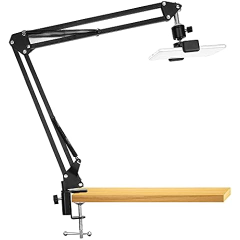 Overhead Video Stand Phone Holder Articulating Arm Phone Mount Table Top ChromLives Scissor Boom Arm Articulating Phone Stand Tablet Phone Holder for Streaming Phone Baking Crafting Cover
