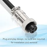 PATIKIL GX12 3 Pin Aviation Sensor Cable 2M / 6.6 Ft, 2 Pcs Aviation Socket Electrical Cable Double Female Head Connector for Industrial Automation Control, Device Network, Black - Image 3