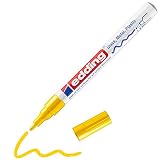 edding 751 Marqueur peinture brillante - jaune - 1 feutre peinture brillante - pointe ronde 1-2mm - pour dessin, coloriage, scrapbooking - étanche, très opaque