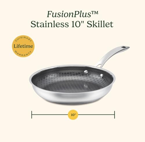 Cuisinart FusionPlus Hybrid Stainless Steel Cookware, 10-Inch Skillet with PFAS-Free PURELYSEAR Ceramic Technology, Scratch Proof, Cool Grip Handles, Dishwasher Safe, FPS22-24 by Cuisinart - Image 6