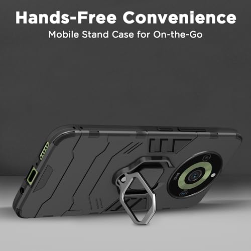Image of Pikkme Realme 11 Pro /Pro Plus 5G Back Cover | D5 Tough Armor Bumper | 360 Protection Case | Ring Holder Stand Case for Realme 11 Pro /Pro Plus 5G (Black)