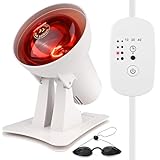 Gaethra Lámpara Infrarroja 150W con 4 Niveles de Temperatura y 3 Temporizadores, Ángulo Ajustable, Calor Profundo Contra la Fatiga Muscular, Luz Roja Terapia para el Rostro y el Cuerpo