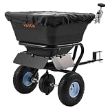 VEVOR Épandeur Engrais Tracté Capacité 38,6 kg Épandeur à Semence à Remorquer Largeur Épandage 0-3 m Semoir à Pousser pour Graines, Sel Déneigement, Semer Jardinage, Pelouse, Gazon, avec Roues 25,4 cm