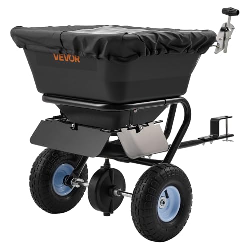 VEVOR Tow-Behind Spreader, 9.8 ft Spreading Width, Broadcast Spreader with 10" All-Terrain Tires, 85 lbs Capacity Hopper, Adjustable Flow Control, Lawn Spreaders for Seed Fertilizer Ice Melt by VEVOR - Used condition - CA$178.42