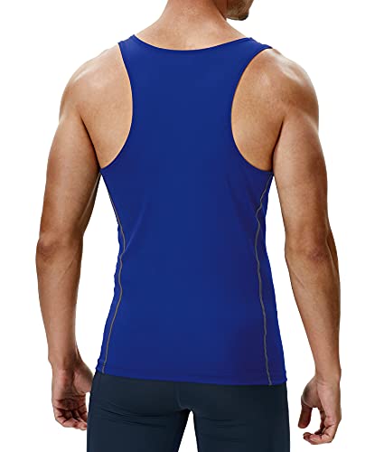 Runhit Compression Shirts For Men (3 Pack), Sleeveless Compression Tank Tops For Men Athletic Undershirt T-Shirts (Black,Gray,Blue, M) #TOP2