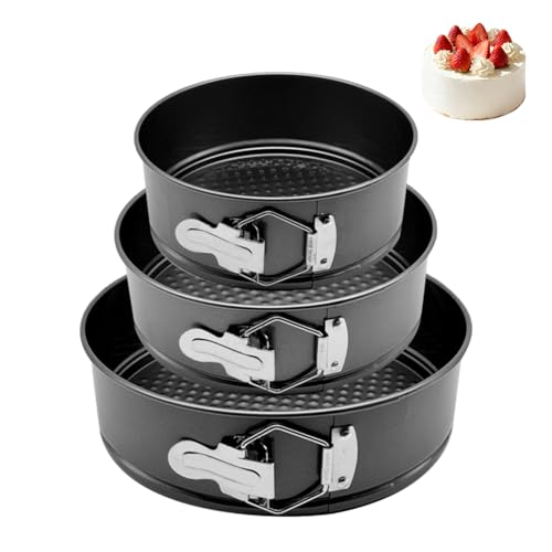EUBSWA Stampo a cerniera rotondo 18/20/22 cm – 3 pezzi Stampo per torte con rivestimento antiaderente per stampo da forno, stampi da forno, stampo per torte, stampi per torte