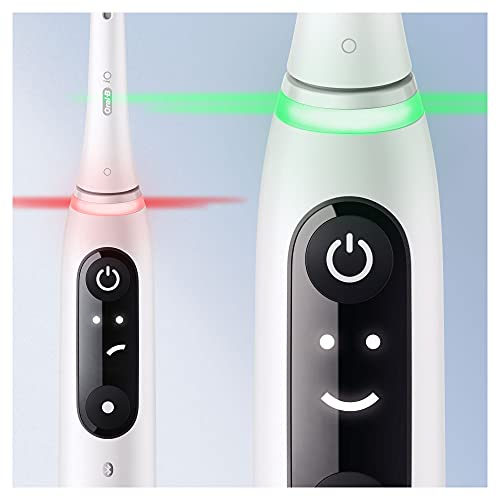 Oral-B iO Series 6 Elektrische Zahnbürste/Electric Toothbrush, Doppelpack mit 2 Aufsteckbürsten, 5 Putzmodi für Zahnpflege, Magnet-Technologie, Display, Geschenk für Sie/Ihn, white/pink sand – Bild 5