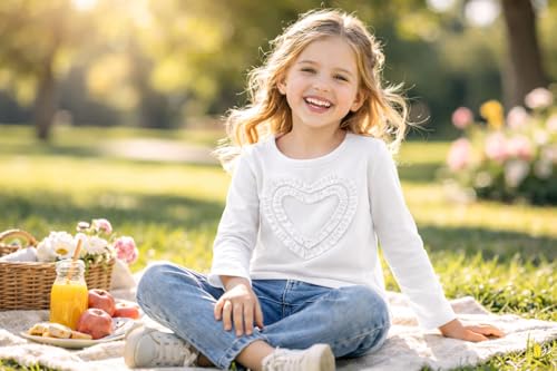 Image of Girls' Heart-Shaped Long Sleeve T-Shirt