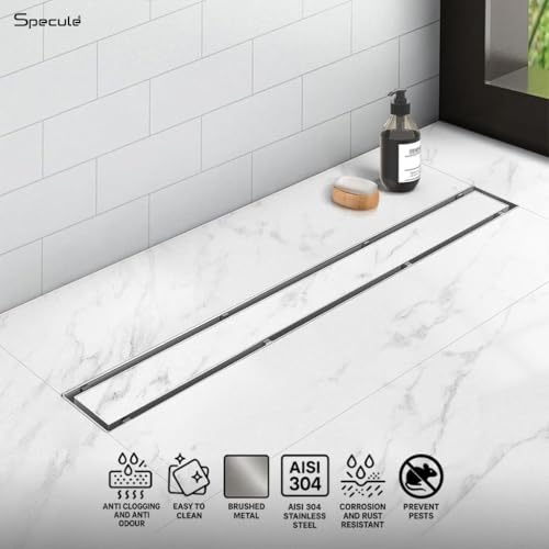 Image of 24 x 4 Inch Linear Shower Drain for Bathroom | Tile Insert Invisible Floor Drain | 304 Stainless Steel Shower Channel Drain with Side Outlet, Anti Odor & Cockroach Trap | Fits 13mm Tile