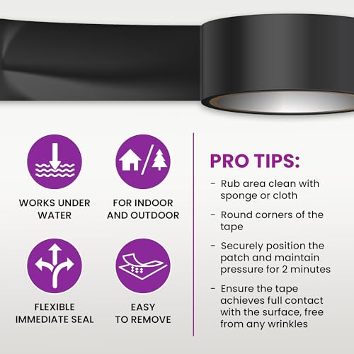HOMIK Extrem Starkes Wasserdichtes Klebeband für Außen & Innen | Dichtungsband 5cm x 2.5m | UV Beständig | Duct Tape | Selbstverschweißend | Schwarz