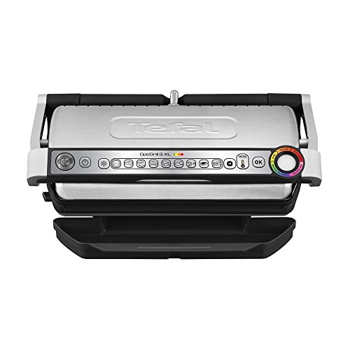 Grill elettrico Tefal GC702D, 2000 W (visualizzazione automatica del livello di cottura, 6 programmi preimpostati, in acciaio inox) nero/argento XL Grillfläche (40 x 20 cm)