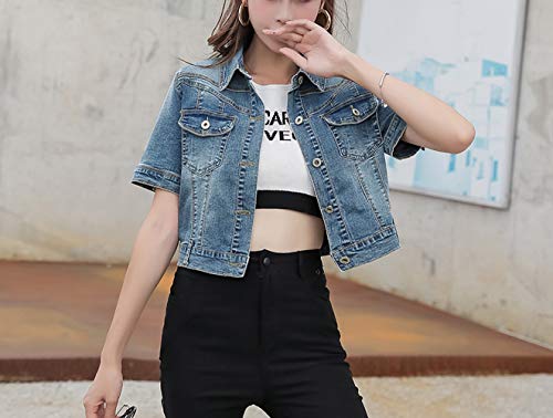 Only Faith Summer Women’s Denim Coat Short Turning Sleeve Jean Jacket (M, Co1) #TOP5