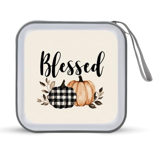 DuduYH Watercolor Two Pumpkins Blessed CD Case DVD Storage Case Portable for Car Home Travel