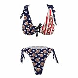Custom Face Bikini Set for Women, American Flag Swimsuit Customization Personalized Bikini Set with Face Bathing Suits Bikini