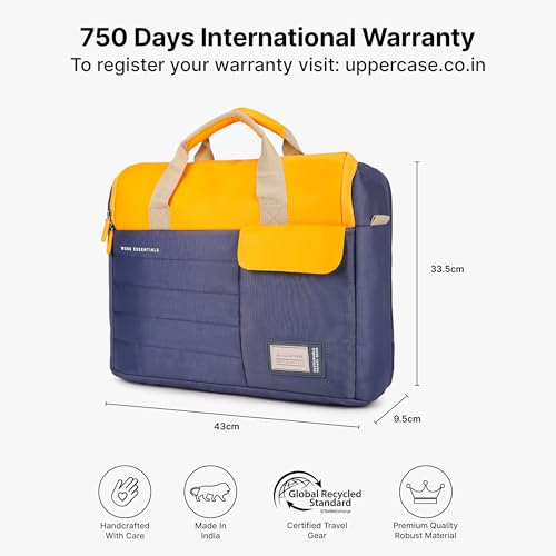 Image of uppercase 14L Omega 03 Professional Laptop Messenger Bag | up to 15.6''| 3x More Water Resistant| Tablet Compartment| Multiple Organisers| Office Bag for Men & Women (Blue)