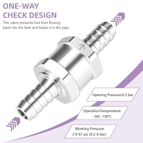 2 Stück Kraftstoff Rückschlagventil,10mm Aluminium Ventil Rückschlagventil mit 6 Federklammer für Benzin,Diesel,Wasser,Rücklaufventil für Kraftfahrzeugen,Schiffen,Motorrädern,Rasenmäher (10mm)