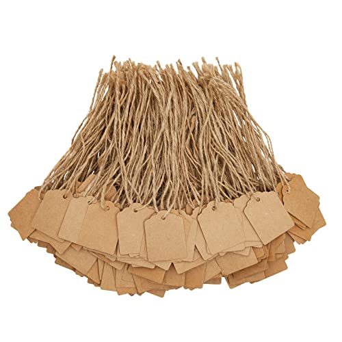 Étiquettes cadeaux kraft avec ficelle en jute par 1000 pièces pour emballage 3,3x4,3cm