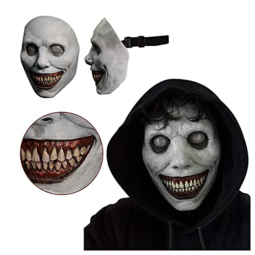Jdkod Halloween Mask Scary Smiling Demons Mask With White Eye Horrible Devil Cosume #TOP2