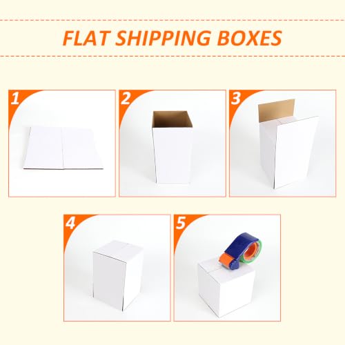 Image of HORLIMER 40 Pack 6x6x6 Shipping Boxes, White Corrugated Cardboard Box for Mailing, Packaging, Small Business