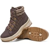 HEAWISH Womens Winter Boots,Brown Non Slip Combat Boots,Warm Fur Lined comfortable Snow Ankle Boot For Women(Tan,US7)
