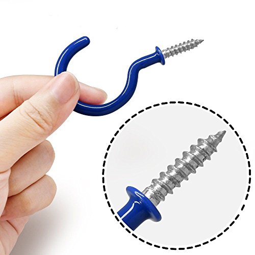 Wideskall® 60 Pieces 3" Inch Steel Utility Mount Screw In Cup Hooks Hanger Assorted Color Pvc Vinyl Coated #TOP13