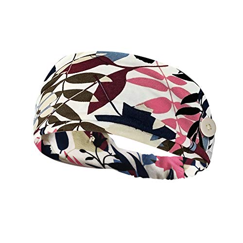 Hanna Roberts Headband with Buttons for Face Masks and Covers, Stretchy and Elastic (Fall Time)