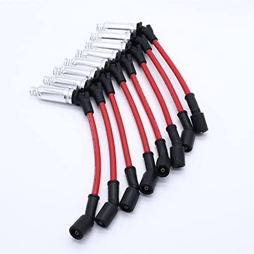 Kesoto 8 fios de vela de ignição de plástico para carro, peças de 10,2 mm, vermelho, cabos de igniçã
