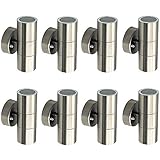 8 x hochwertige Edelstahl Außen Wandleuchte Spot Bornholm up and down oder down Fassung GU10 Außenstrahler Spot (8 x 2 flammig)