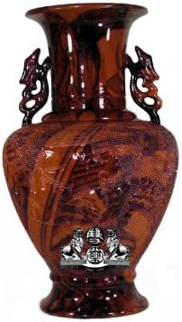 Unique Art Since 1996 12" Vintage Chinese RED CINNARBAR Lacquer VASE