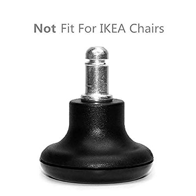 Bell Glides Replacement Office Chair or Stool Swivel Caster Wheels to Fixed Stationary Castors, Low Profile Bell Glides with Soft Rubber Bottom Instead of Self Felt Pads, Chair Feet Wheel Stopper