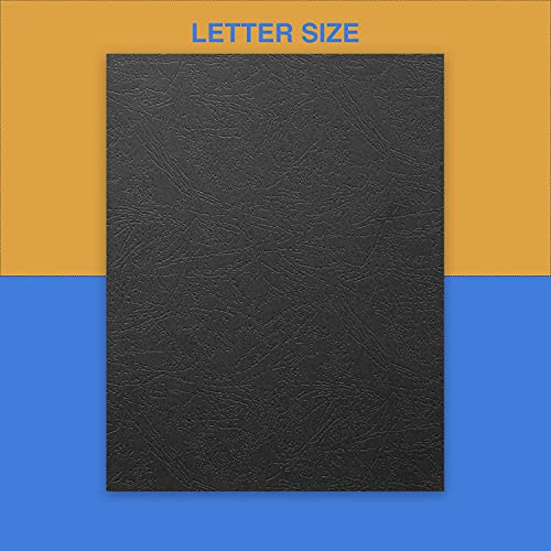 Houyee 100 Pack 12 Mil 90 Lb Leather Texture Paper Binding Covers, Binding Presentation Covers,8.5X11 Inches,Letter Size,Black,Un-Punched #TOP4