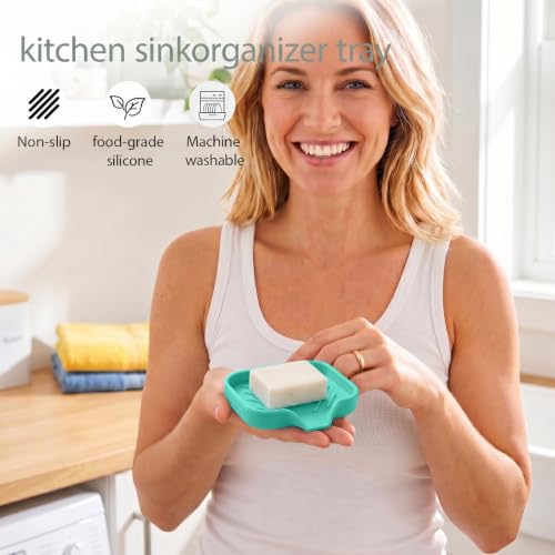 image for MicoYang Silicone Soap Dish with Drain Spout, Self-Draining Sink Organ