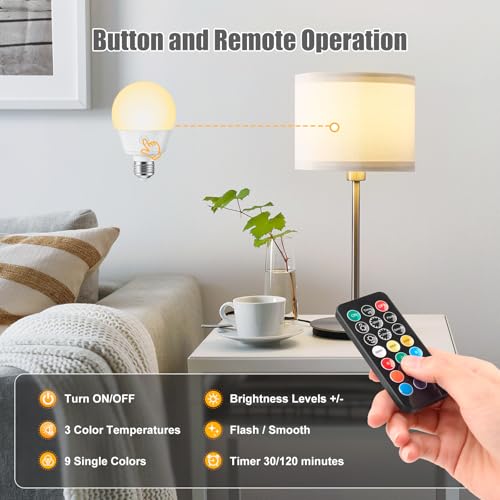 Brightown E26 Rechargeable Light Bulb With Remote And Timer, Battery Backup Bulb For Sconces And Lamps thumb #4