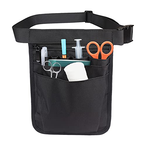Foto von Gtwinsone Krankenschwester Gürteltasche Damen Bauchtasche mit Mehreren Fächern Hüfttasche mit Verstellbarem Gürtel Krankenschwestertasche Nurse Utility Arbeit Organizer (18 x 25 cm, Schwarz)
